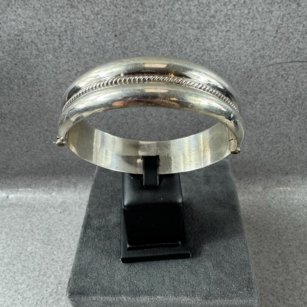 Zilveren Armband | Harde band | 39,38g | 6,2cm ø | 408087, Ophalen of Verzenden, Gebruikt, Zilver, Zilver