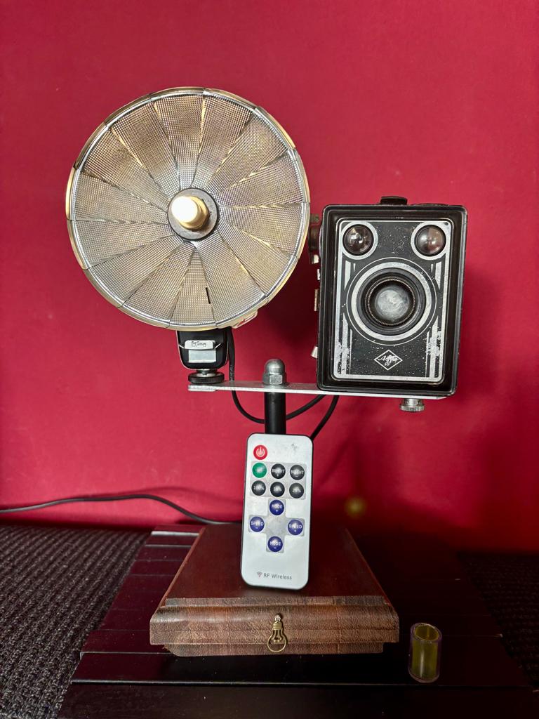 Tafellamp "Agfa Synchro Box", Gebruikt, Ophalen of Verzenden, Vintage,Funky,Home,Decoratief,Cool,Retro,Design., Overige materialen