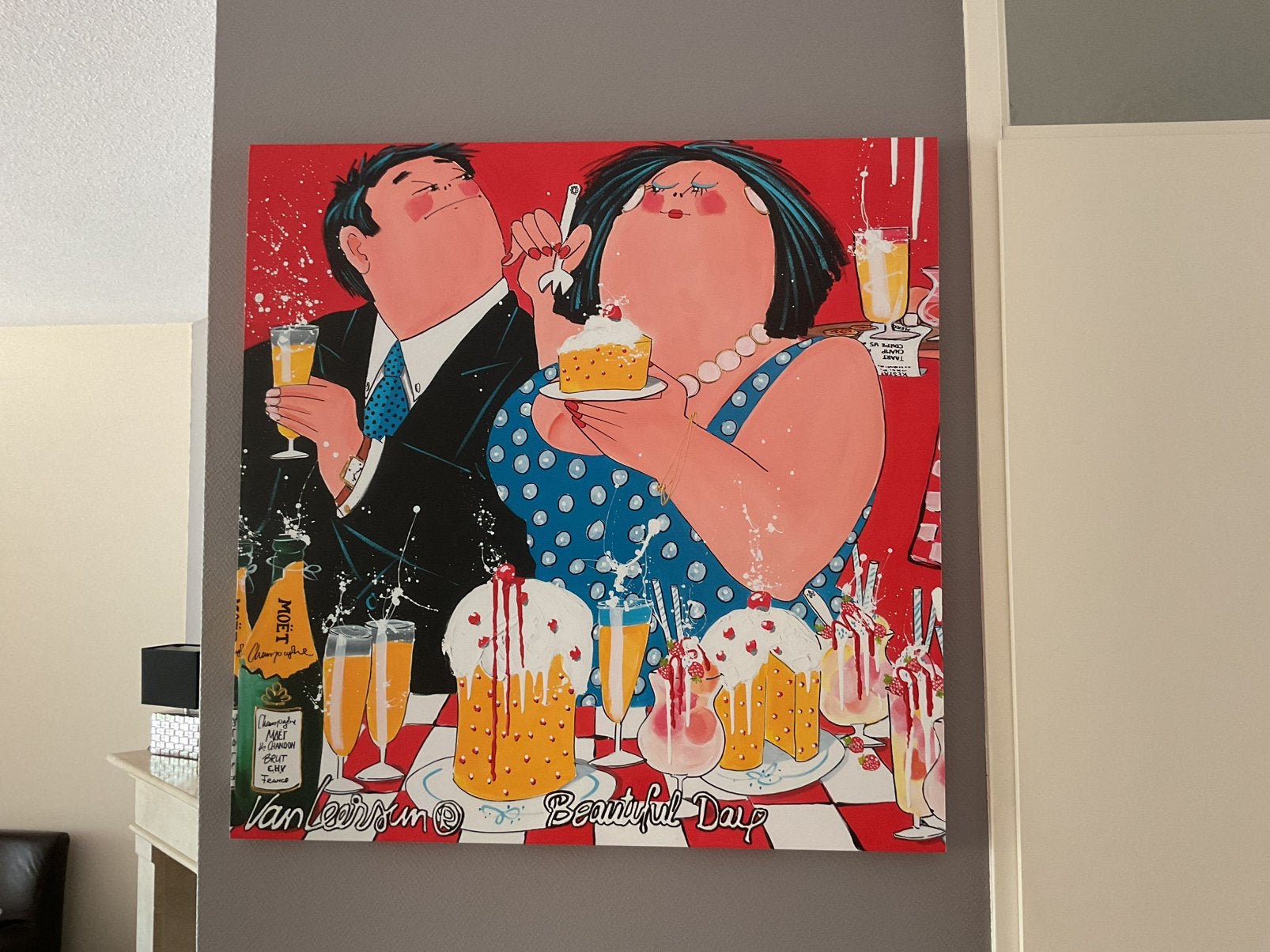 Schilderij dikke dames, Ophalen