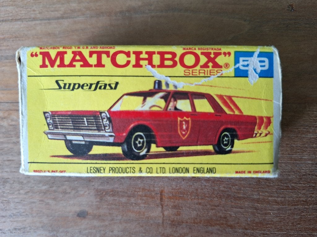 Matchbox nr 59 Ford Galaxie Fire, Ophalen of Verzenden, Gebruikt, Auto, Matchbox