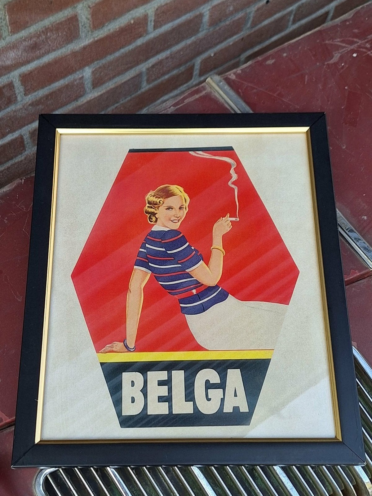 Toffe reclame Belga sigaretten 🚬, Reclamebord, Gebruikt, ., Ophalen of Verzenden