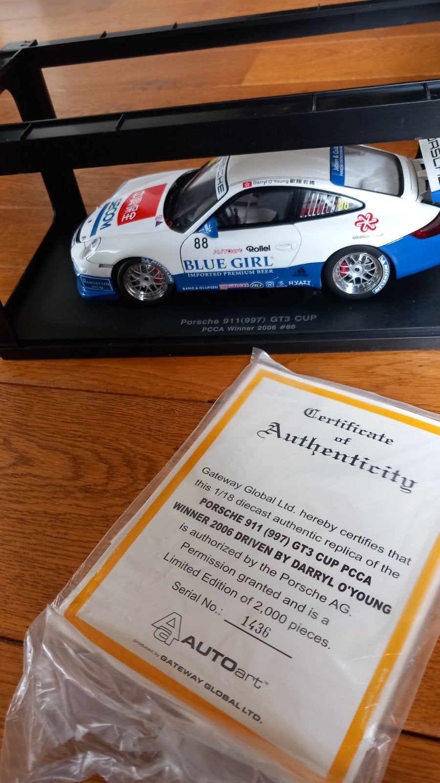 porsche race auto autoart, Hobby en Vrije tijd, Ophalen of Verzenden, Zo goed als nieuw, Autoart