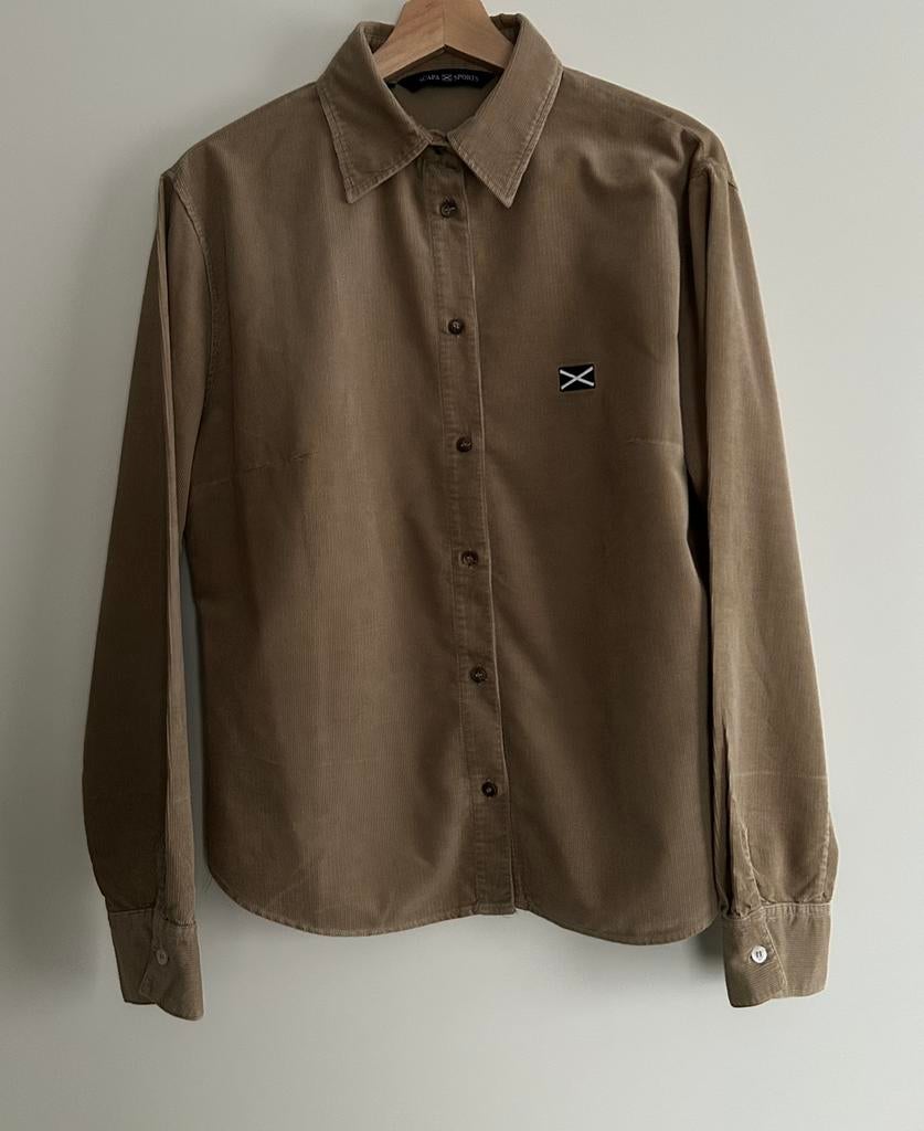 Scapa, ribfluwelen blouse, khaki, maat 42/44, Kleding | Dames, Ophalen of Verzenden, Zo goed als nieuw, Maat 42/44 (L), Groen