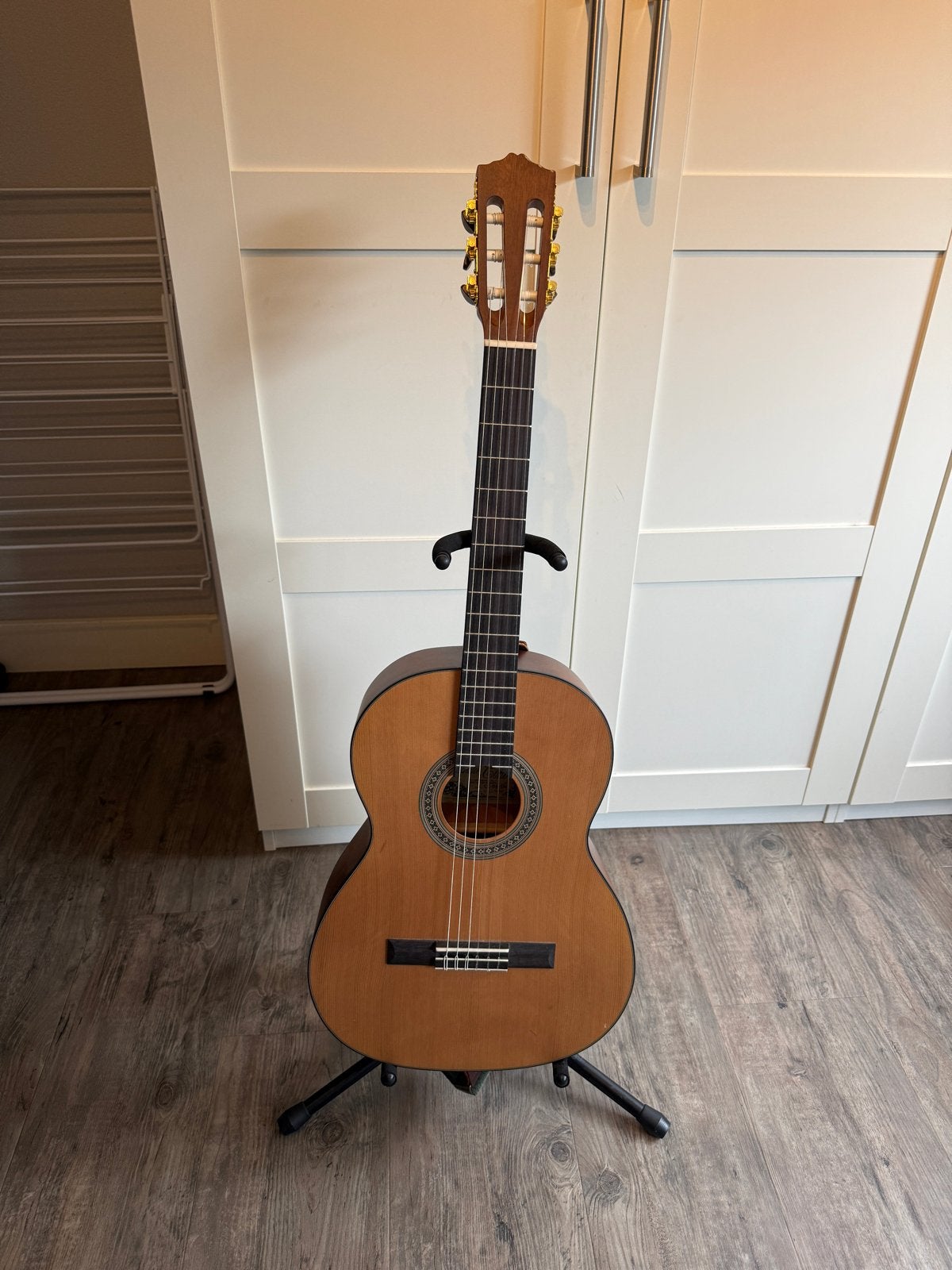 Salvador Cortez gitaar met schouderband en standaard zgan, Muziek en Instrumenten, Ophalen of Verzenden, Zo goed als nieuw, Klassieke of Spaanse gitaar
