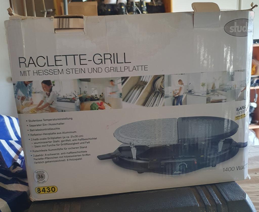 Nieuwe Raclette-Grill met hete steen en grillplaat, Ophalen of Verzenden, Nieuw, Steengrill