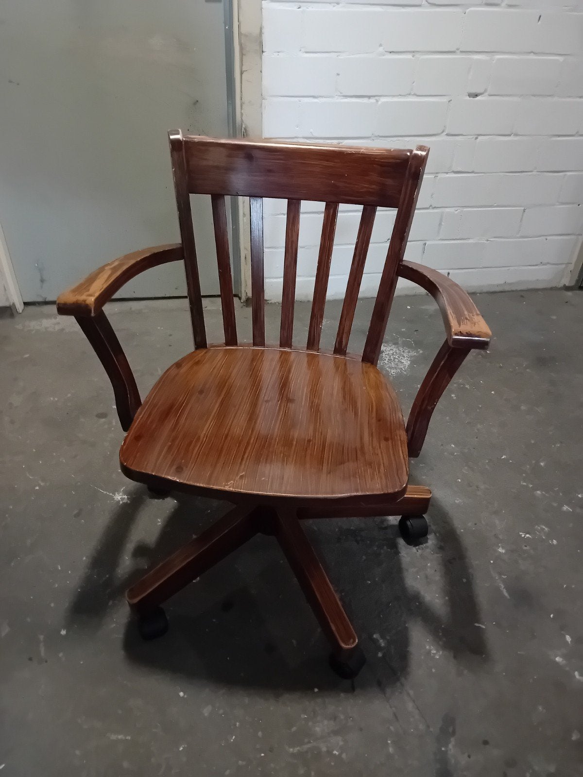Vintage Houten Bureaustoel - Comfortabel & Stijlvol, Ophalen