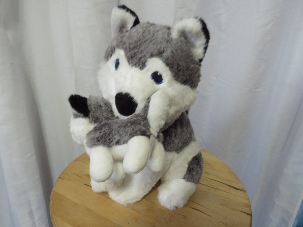 husky knuffel met jong uit lapland 33 cm hoog, Overige karakters, Middelgroot (20 tot 80 cm), Meerkleurig, Hond