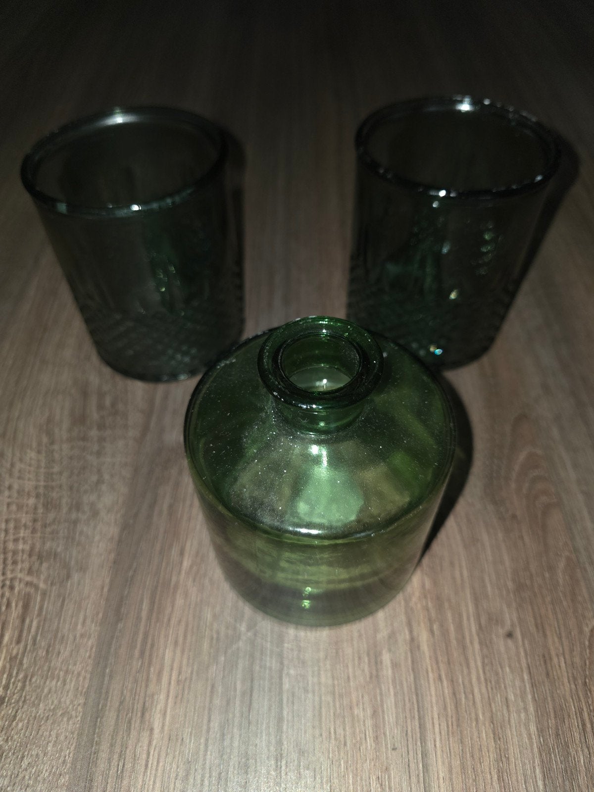Set van 3 Groene Glazen: 2 Glazen en 1 Vaasje, Ophalen of Verzenden