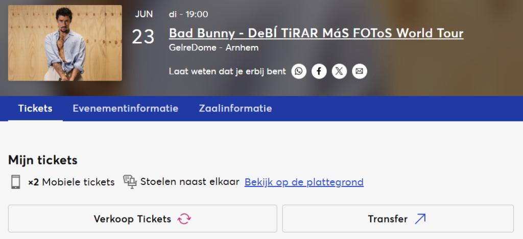 Bad Bunny 2x Gelredome  Arnhem null  23 Jun • 8:00 PM, Tickets en Kaartjes, Concerten | Pop, Twee personen, Juni