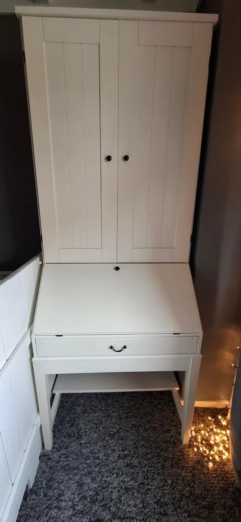 IKEA Hemnes Bureau met opbouw - Wit, Ophalen, Gebruikt, Scandinavisch, Landelijk