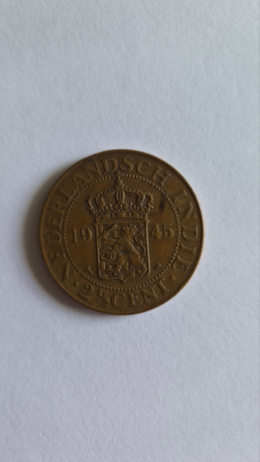 Munt Nederlandsch Indië 1945 2,5 cent, Ophalen of Verzenden, Overige landen, Losse munt