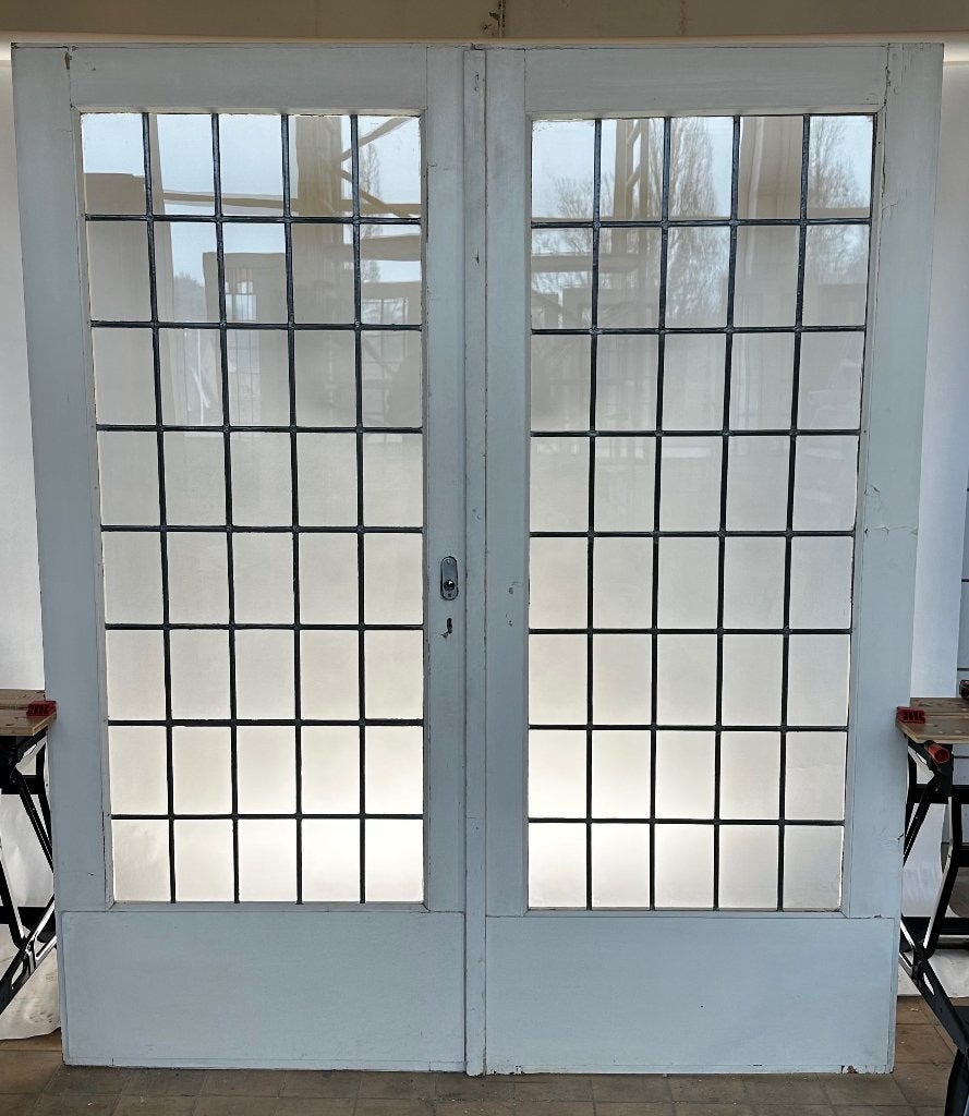 201,5x85 set ensuite klap deuren met glas in lood, Ophalen, Gebruikt, 80 tot 100 cm, Binnendeur