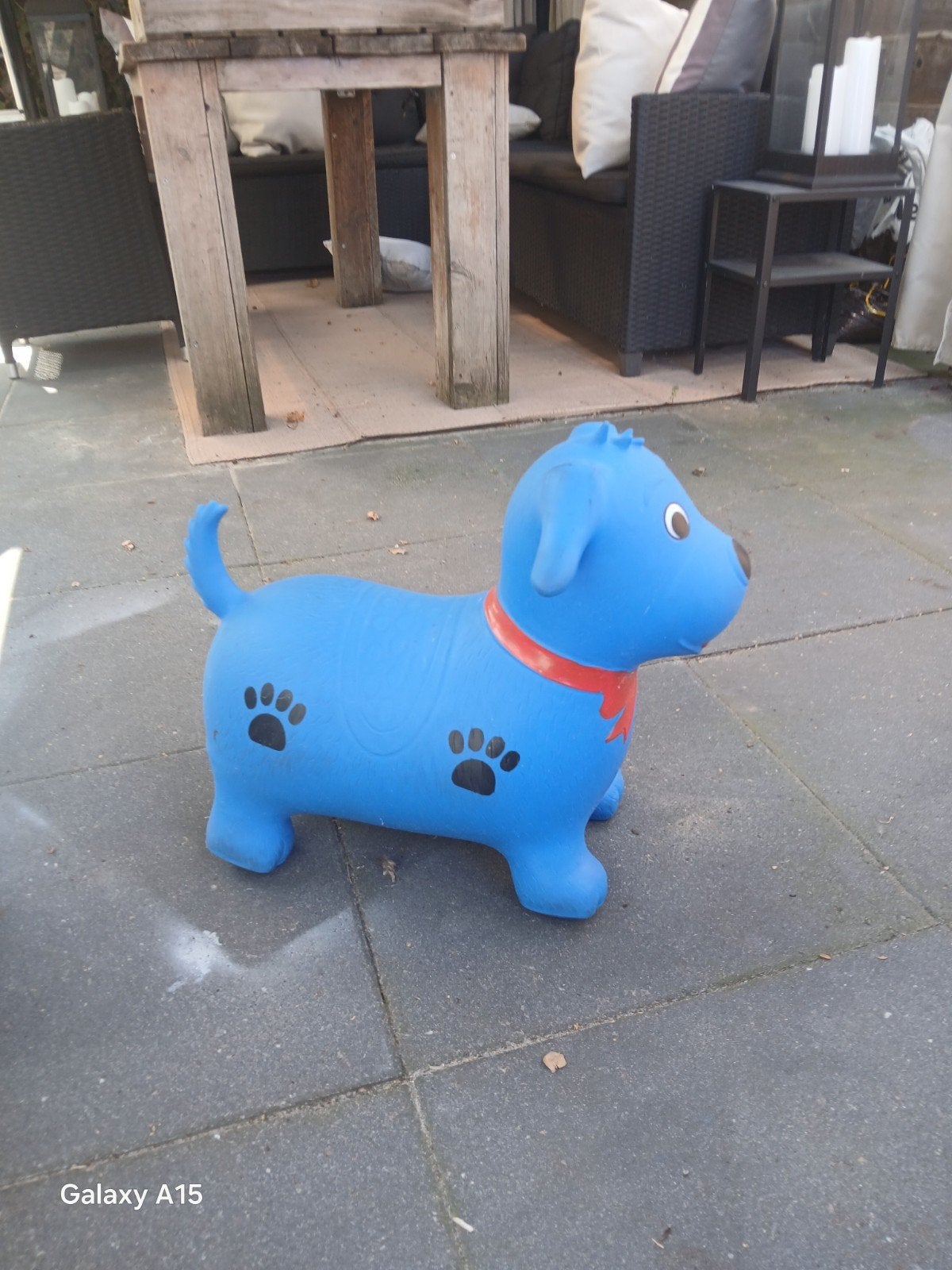 Blauwe opblaasbare hond - springdier voor kinderen, Ophalen