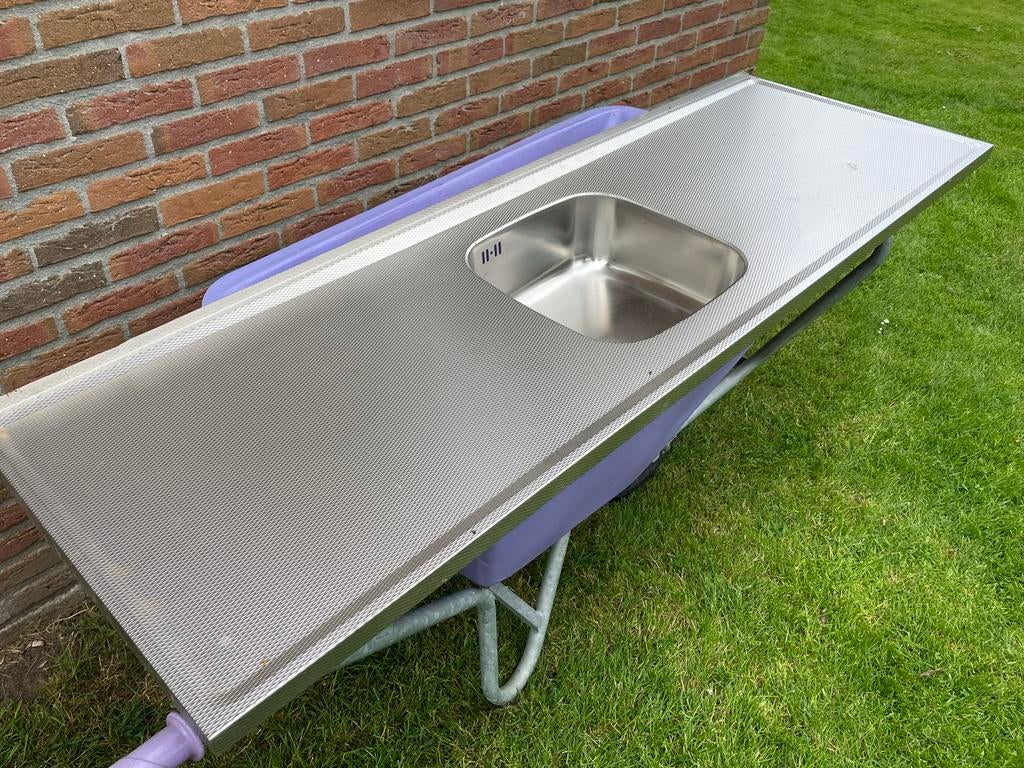 RVS keukenblad met wasbak, Huis en Inrichting, Keuken | Keukenelementen, Ophalen