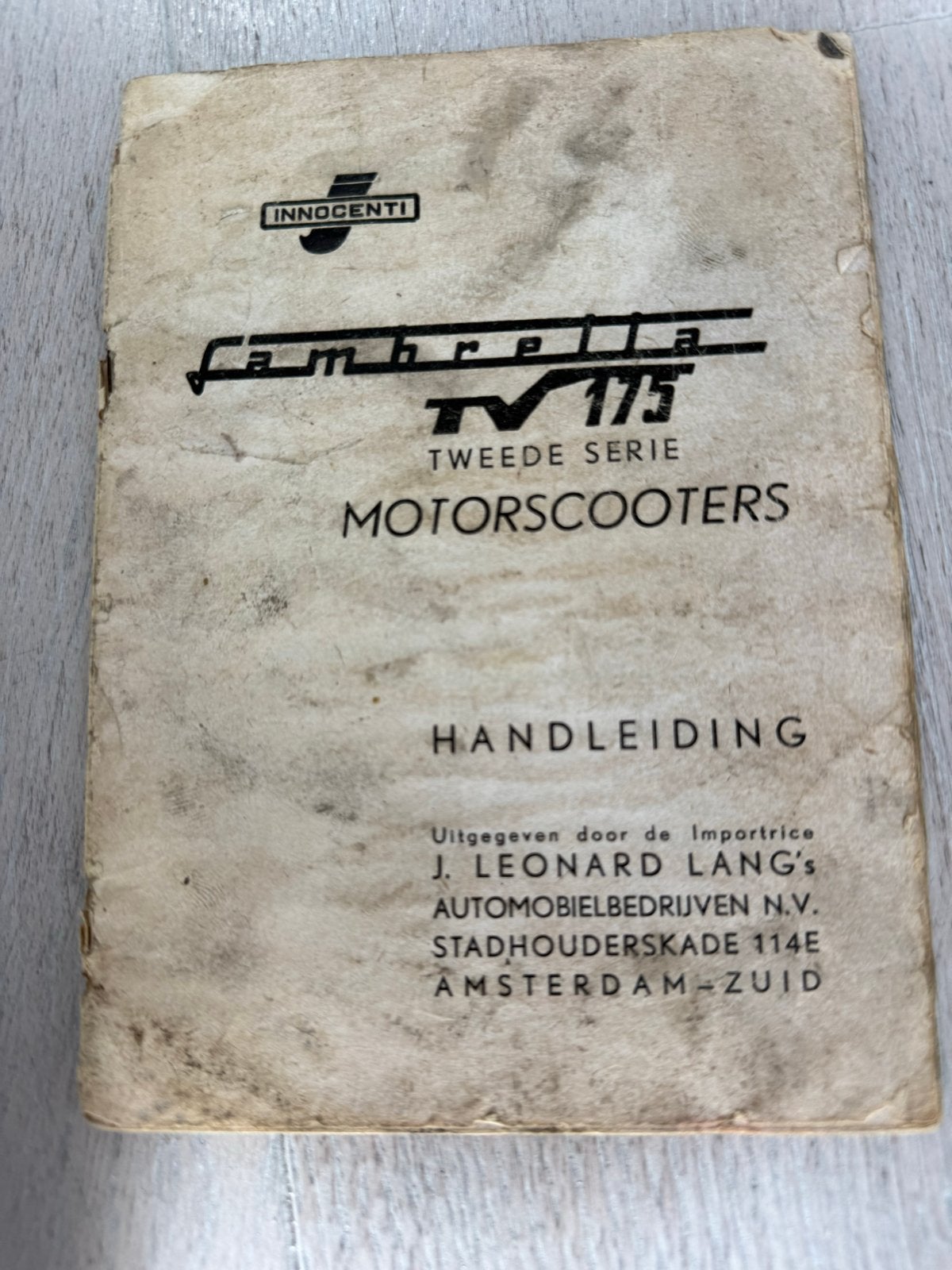 Originele Gebruikershandleiding Lambretta TV175 Motorscooter, Fietsen en Brommers, Ophalen of Verzenden, Gebruikt, Overige typen