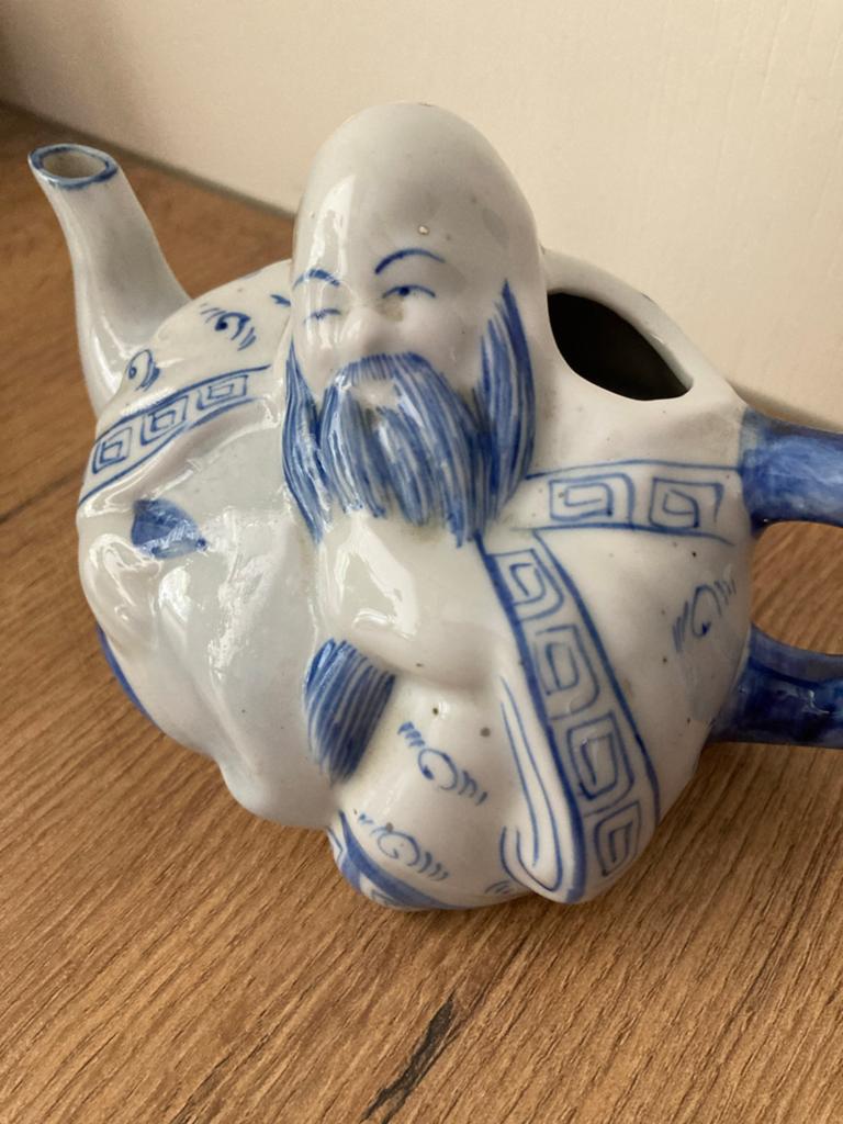 Antieke Chinese theepotje figuur - Blauw en wit porselein, Antiek en Kunst, Antiek | Keramiek en Aardewerk, Ophalen of Verzenden