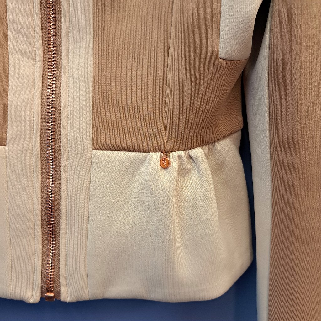 Josh V blazer creme + caramel + gouden rits Novalty M 46713, ., Beige, Ophalen of Verzenden, Zo goed als nieuw