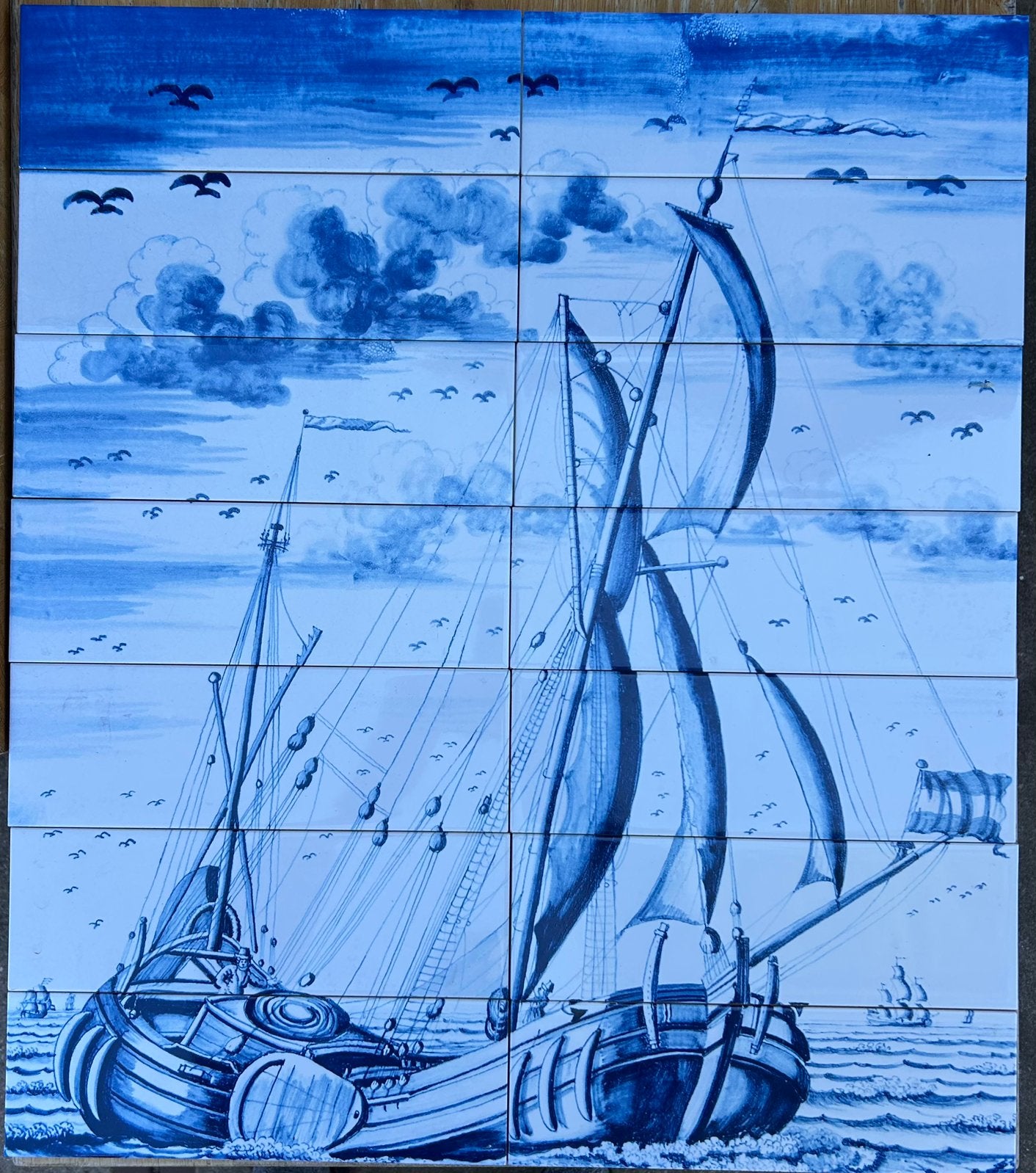 Prachtig authentiek tableaux met zeilschip, Ophalen of Verzenden