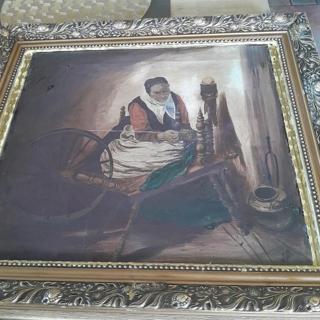 0ud schilderij van A van Dijk, Antiek en Kunst, Kunst | Schilderijen | Klassiek, Ophalen of Verzenden
