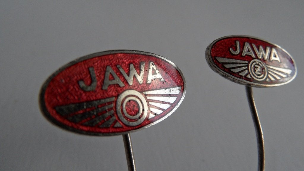 Jawa CZ oldtimermotor spelden 2 x, Verzenden, Gebruikt, Merk, Speldje of Pin
