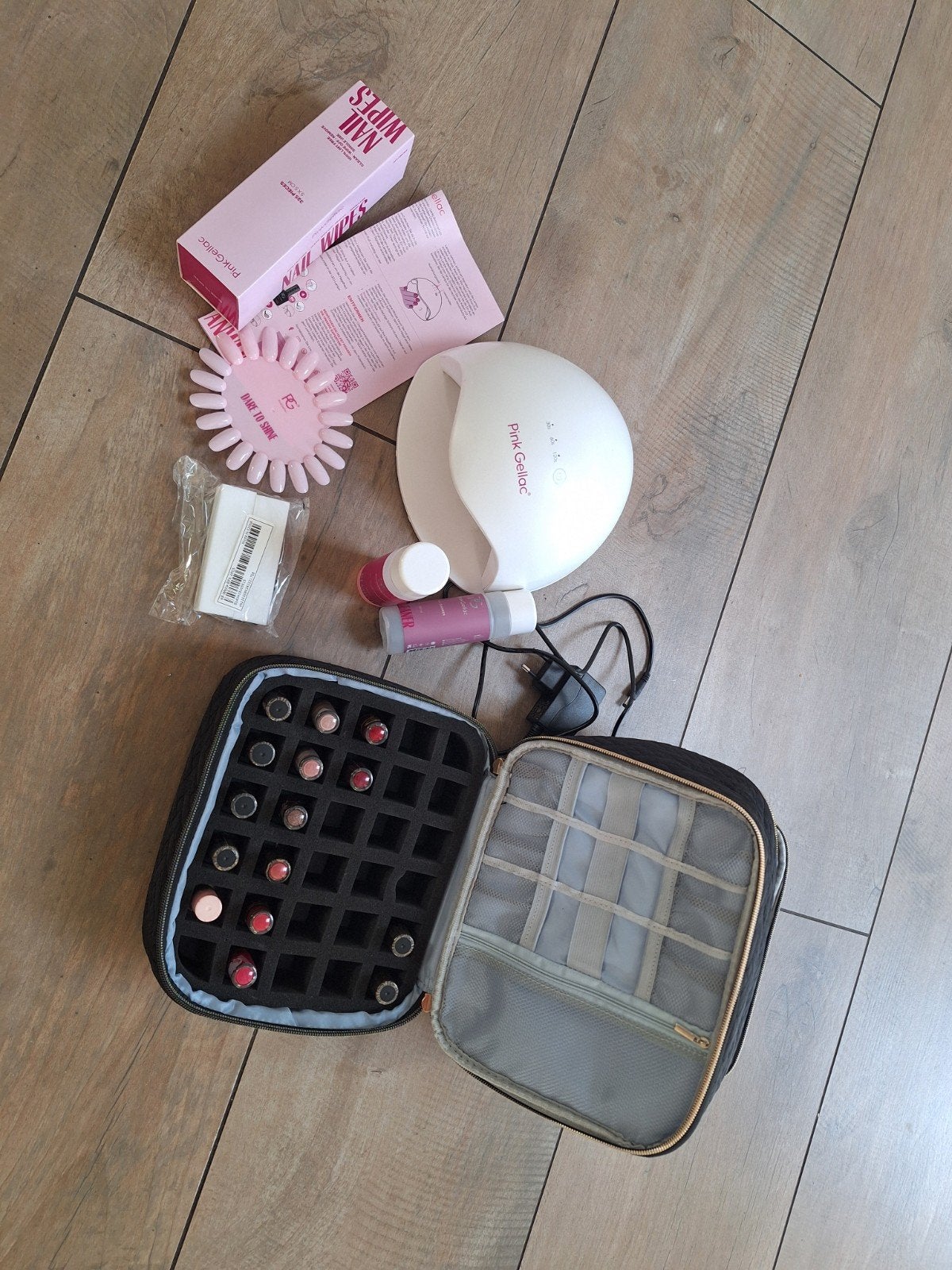 Pink Gellac starterspakket met veel kleuren en accessoires, Ophalen of Verzenden, Zo goed als nieuw, Handen en Nagels, Make-up