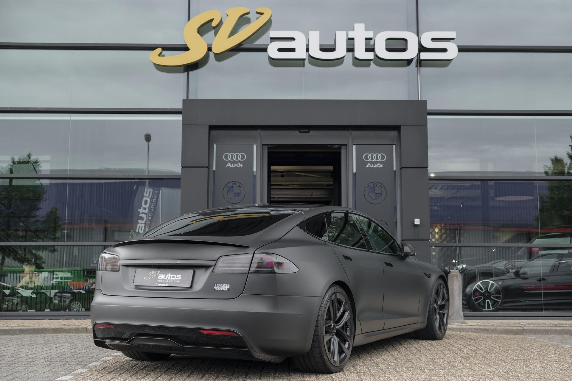 Tesla Model S Plaid 1020pk Yoke stuur FSD *BTW* Panoramadak, Auto's, Tesla, Zwart, Model S, Zwart, Vierwielaandrijving