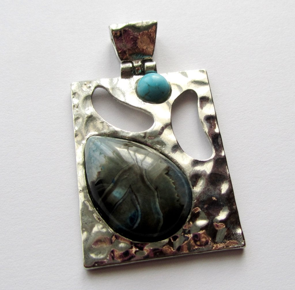 Mooie grote unieke kettinghanger bezet met edelstenen, Sieraden, Tassen en Uiterlijk, Kettinghangers, Verzenden, Zo goed als nieuw