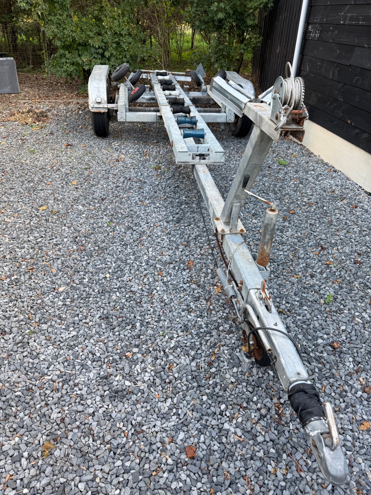 DE CALUWE GEBR. Boottrailer 3500KG, Watersport en Boten, Ophalen, Gebruikt, 9 meter of meer, Overige typen