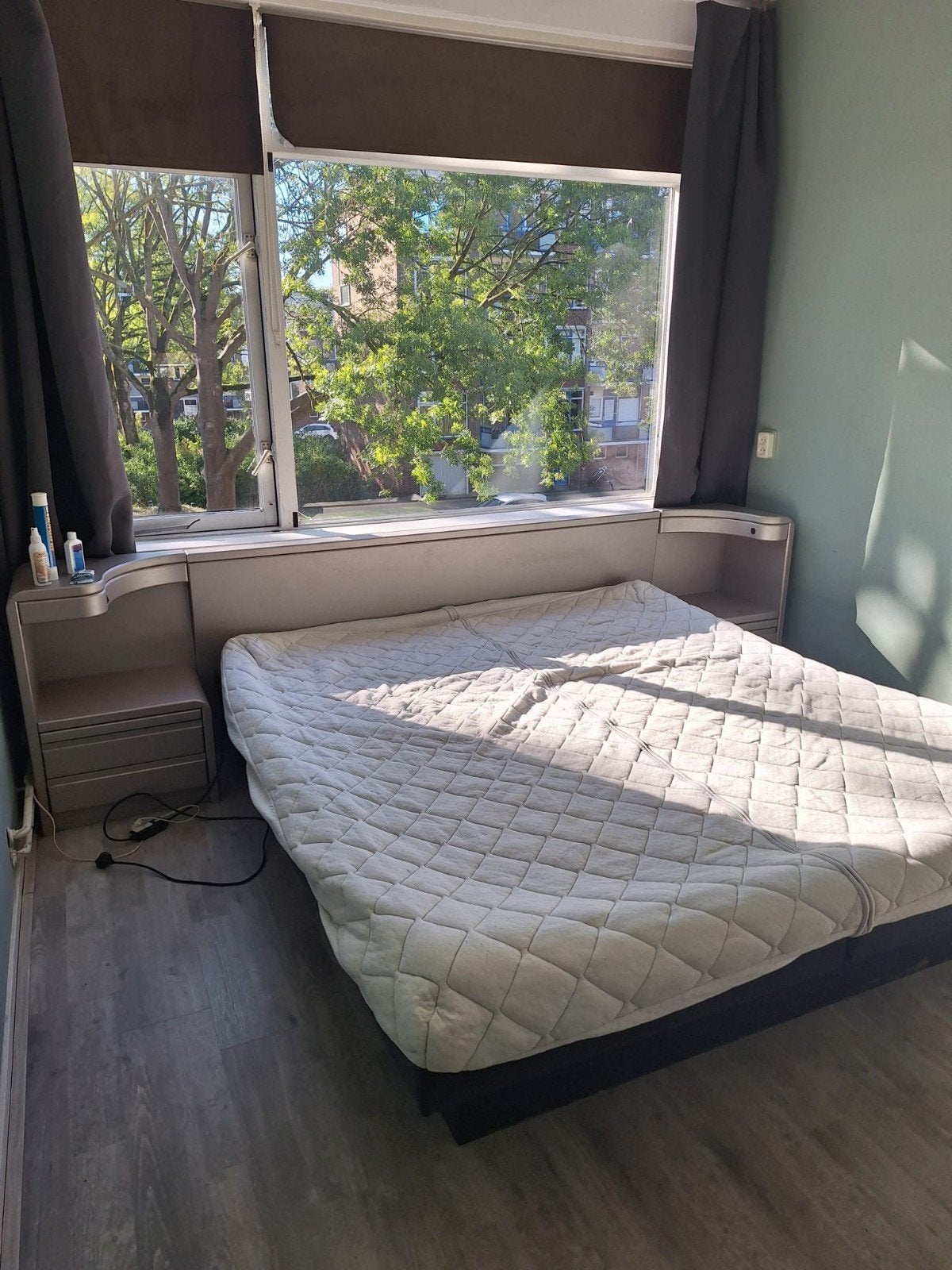 Waterbed met ombouw en nachtkastjes - Goede staat, Ophalen, Tweepersoons, 180 cm, Duo-systeem