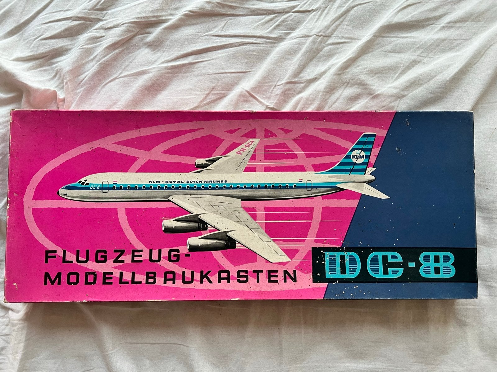 Vintage KLM DC-8 Vliegtuig Modelbouwdoos - VEB Plasticart, Overige merken, 1:144 tot 1:200, Gebruikt, Ophalen of Verzenden