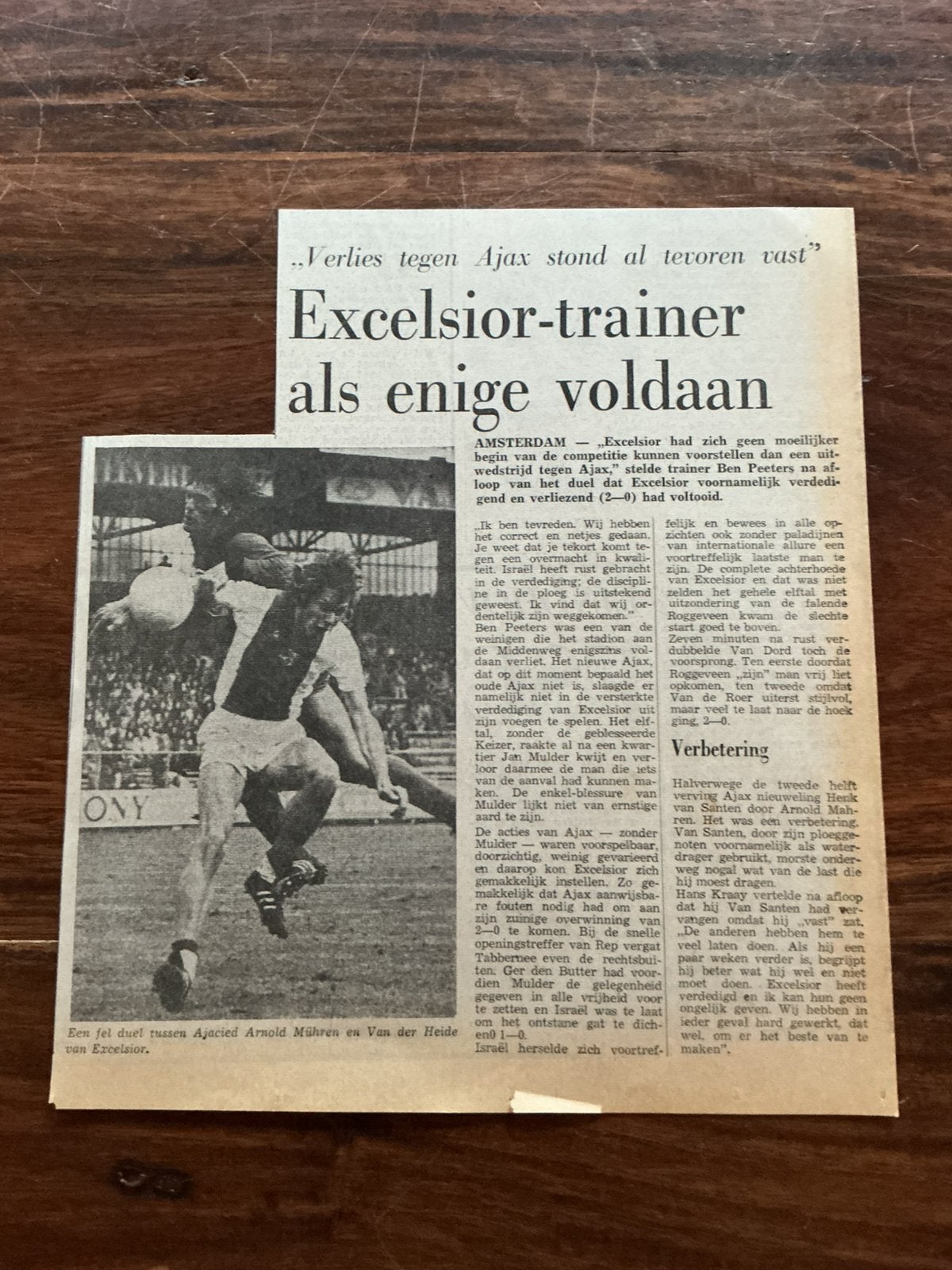 Voetbal krantenartikel Ajax Excelsior september 1974, Ophalen of Verzenden, 1960 tot 1980, Knipsel(s)