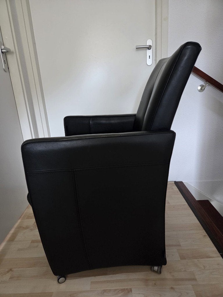 Zwarte leren eetkamerstoelen, Ophalen, Gebruikt, Zwart, Leer