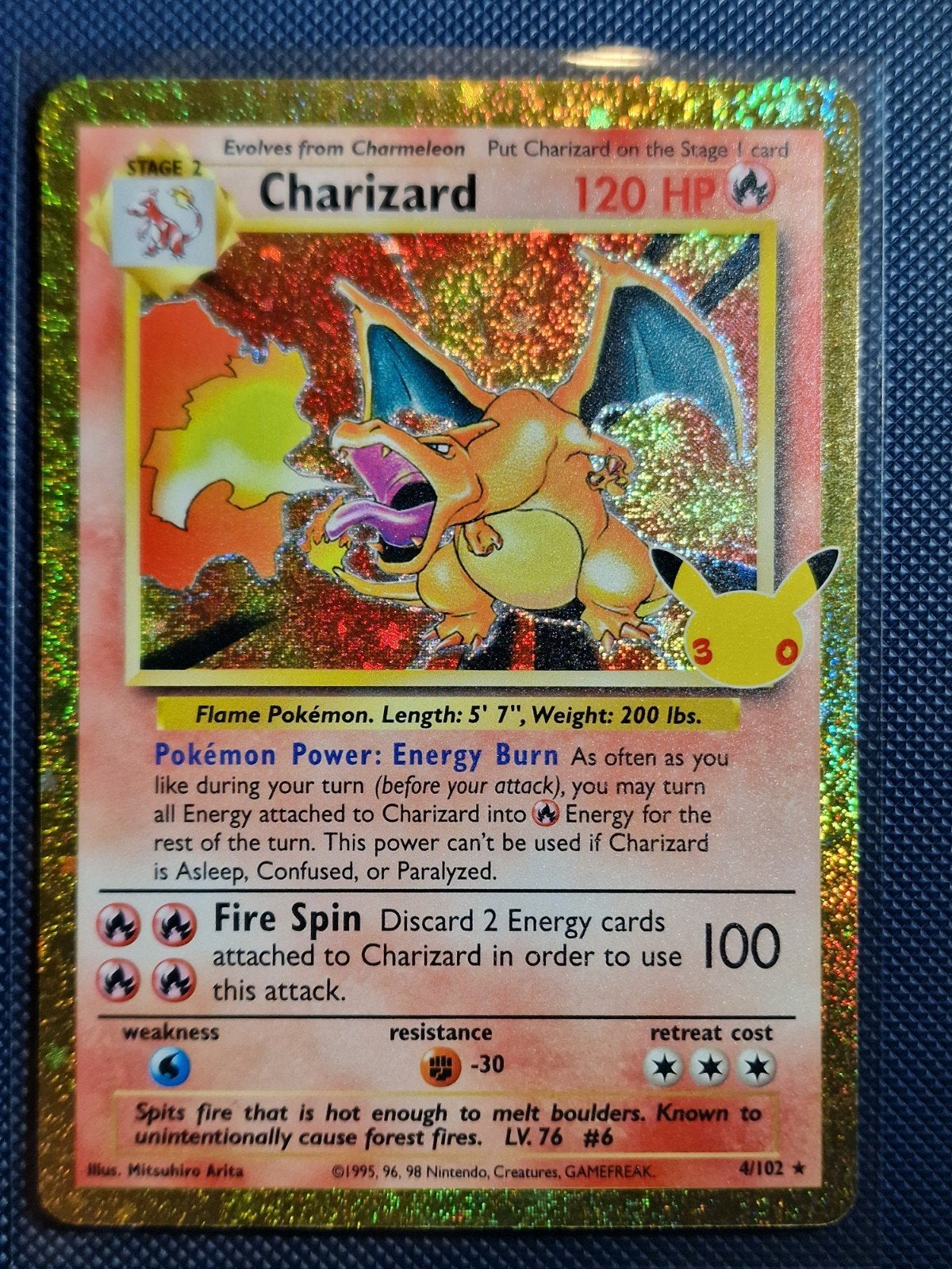 Charizard (30C BS 4) - Pokémon Celebrations 30th Classic, Ophalen of Verzenden, Zo goed als nieuw, Losse kaart, Foil