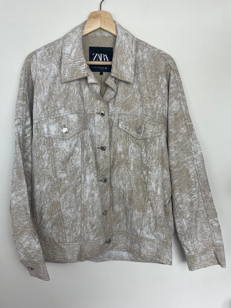 Zara jacket beige structuur denim maat XS/S oversized linnen, Avenida de la Diputación, Edificio Inditex 15143 Arteixo (A Coruña) Spain
