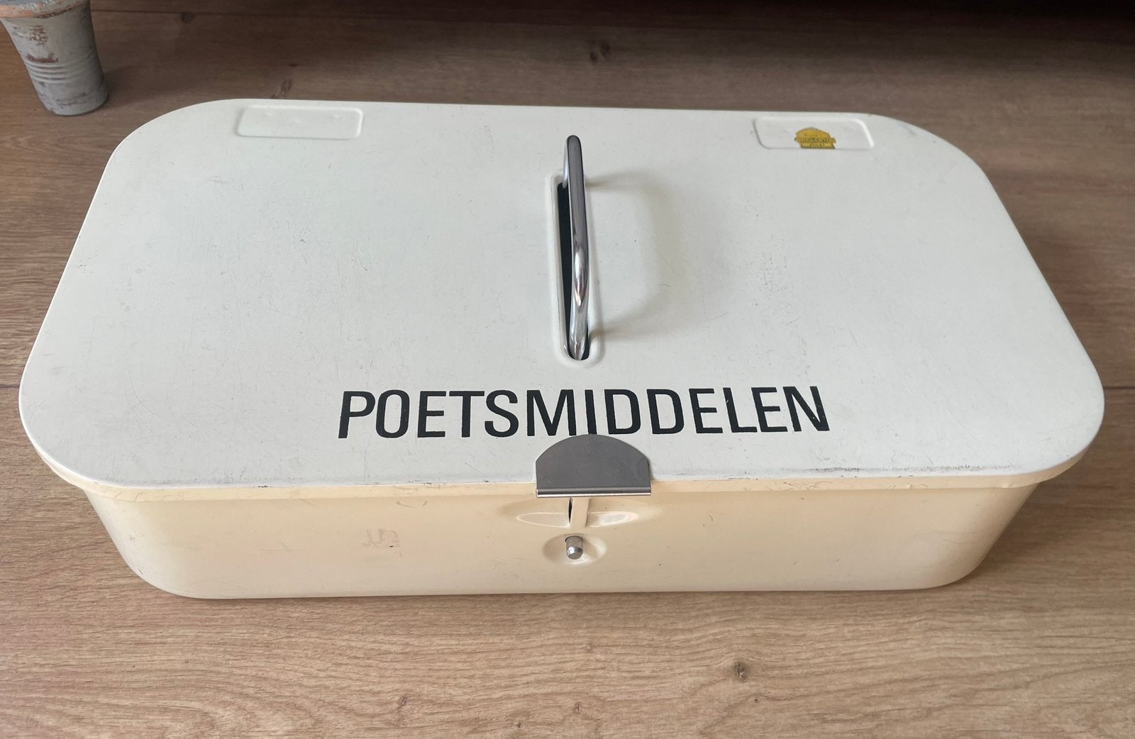 Poetsmiddelen blik Brabantina wit trommel emaille, Ophalen of Verzenden