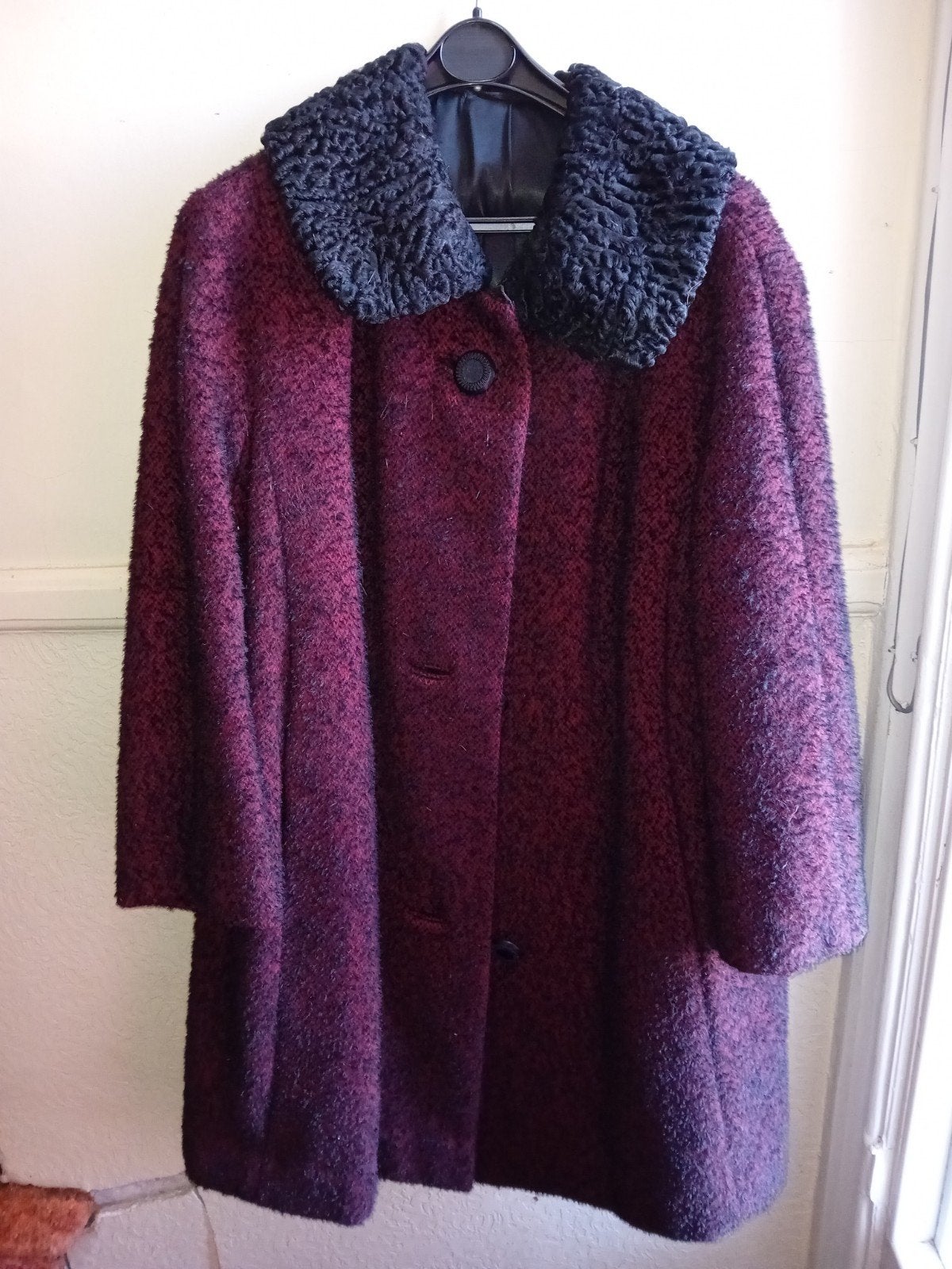 Vintage Del Mod wollen jas met nep-bontkraag maat 38, Kleding | Dames, Jassen | Winter, Maat 42/44 (L), Ophalen of Verzenden, Gedragen