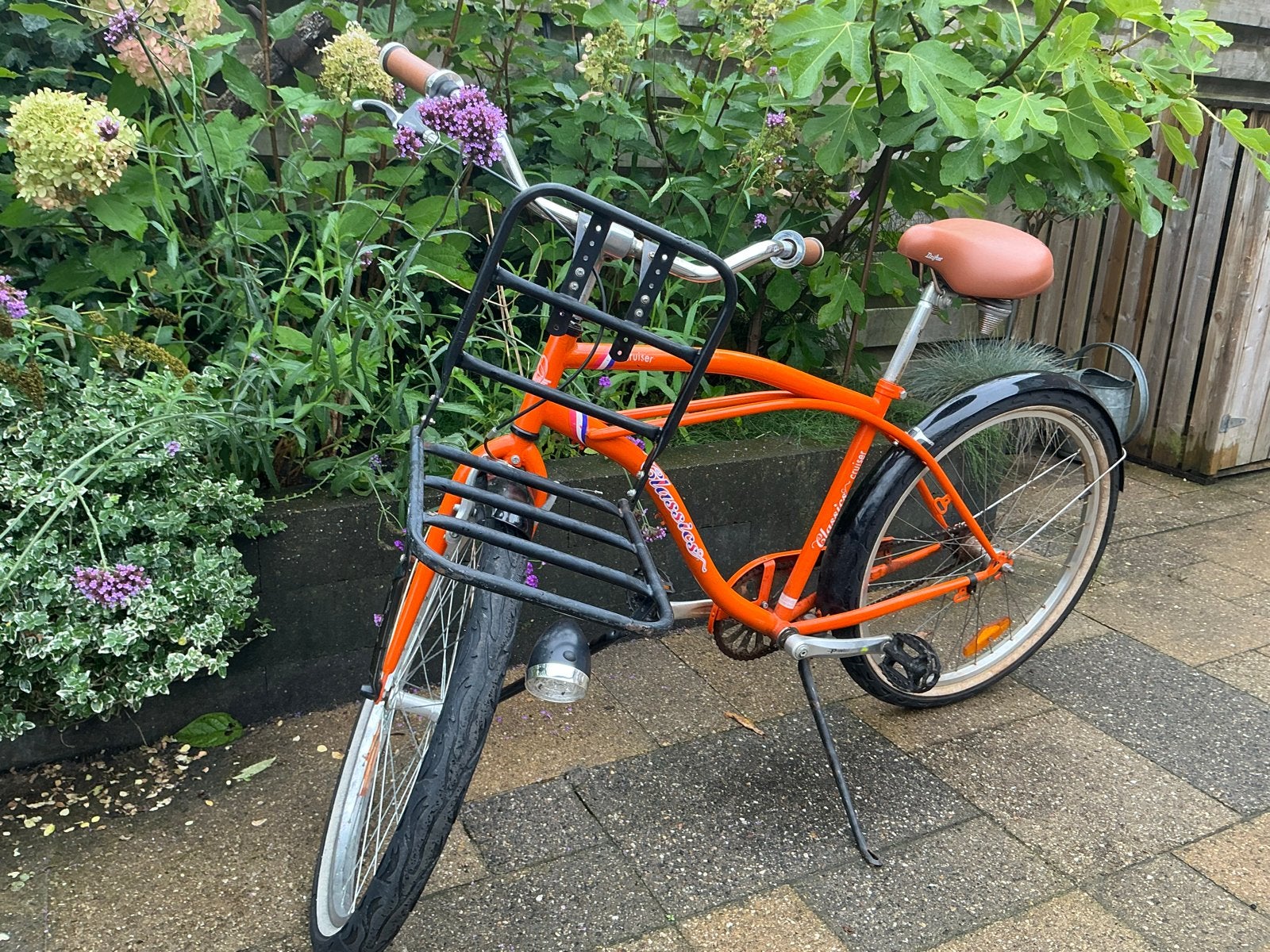 Oranje transportfiets met voordrager, Terugtraprem, Gebruikt, 50 tot 53 cm, Ophalen