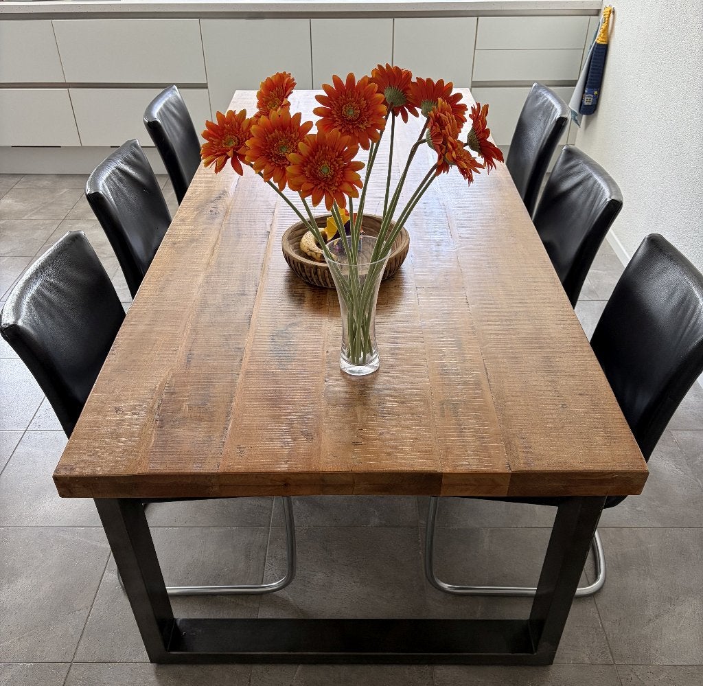 Zes stoelen van zwart leer, Ophalen, Gebruikt, Modern / industrieel, Zwart