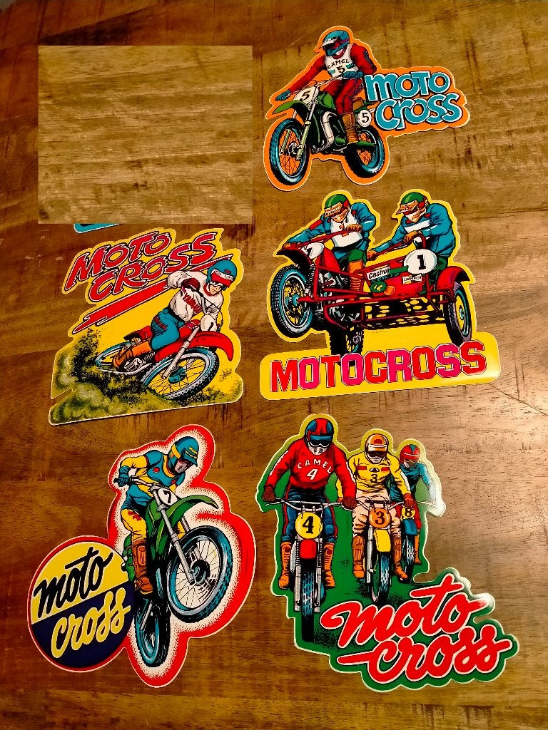 Moto Cross Motocross motor race vintage stickers set sticker, Ophalen of Verzenden, Zo goed als nieuw, Overige typen