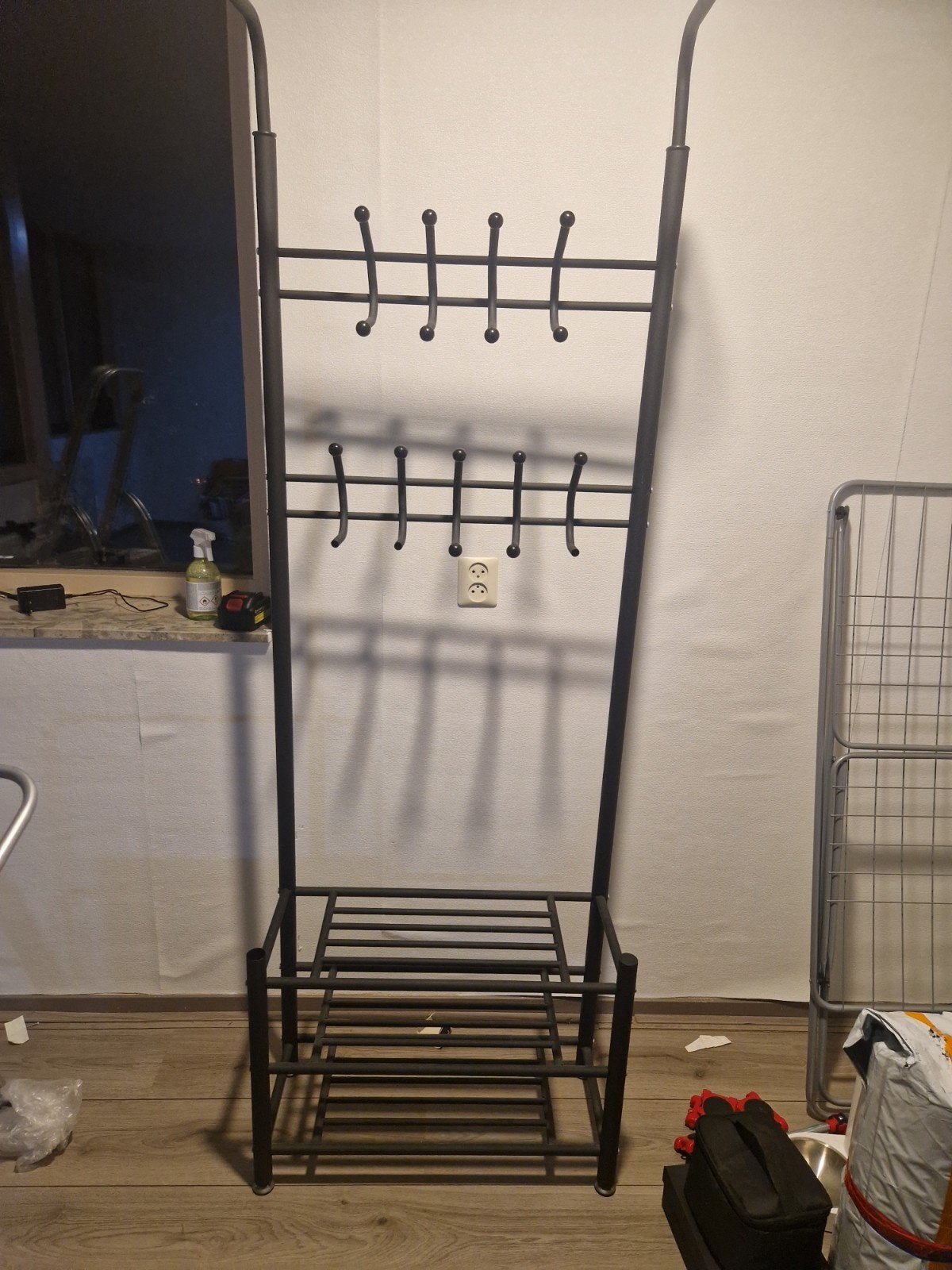 Metalen staande kapstok met schoenenrek, Gebruikt, Ophalen of Verzenden, Metaal, Staande kapstok