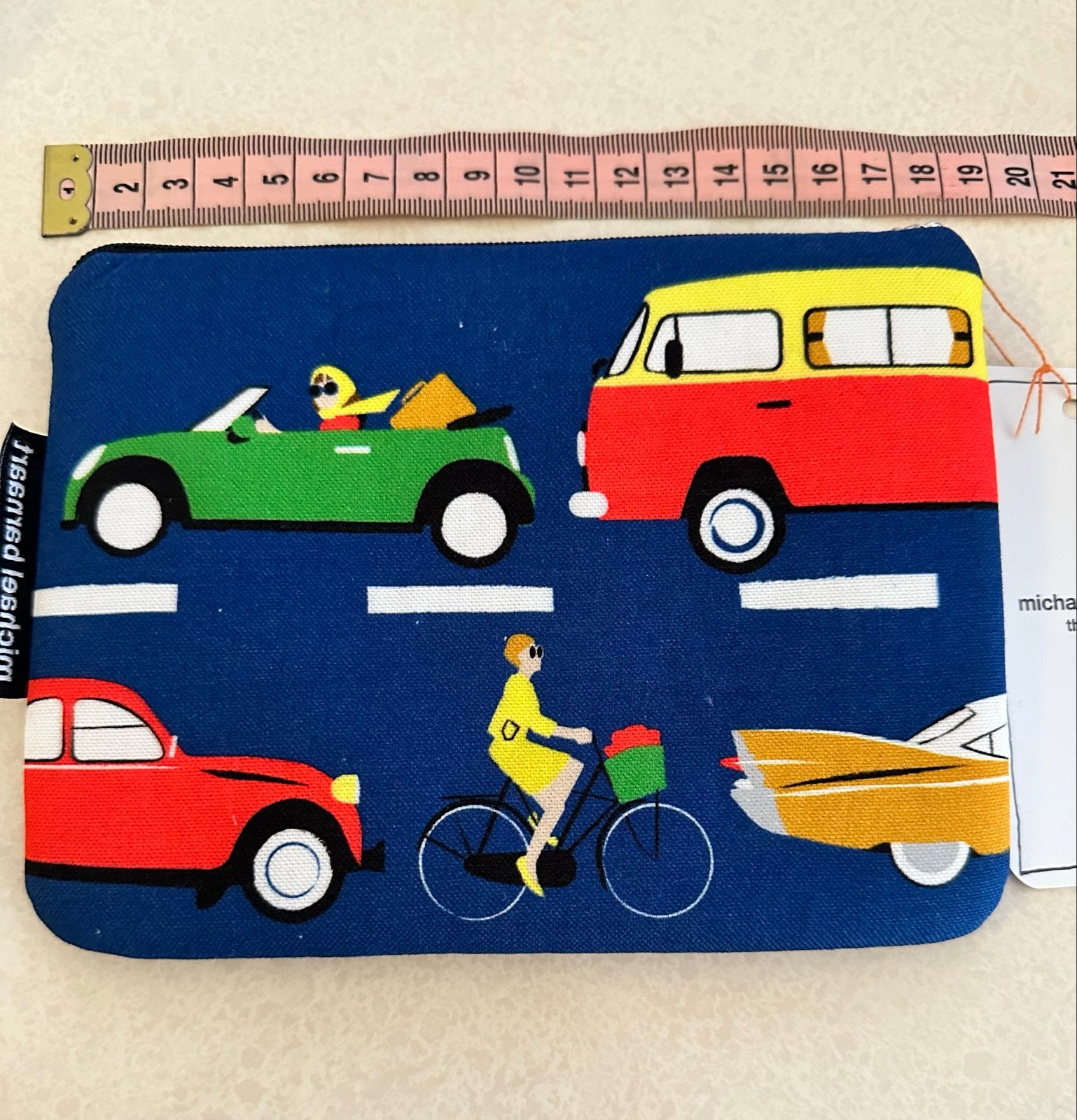 Michael Barnaart etui/tasje met auto's en strandmotief, Ophalen of Verzenden, Nieuw, Blauw, Avondtasje