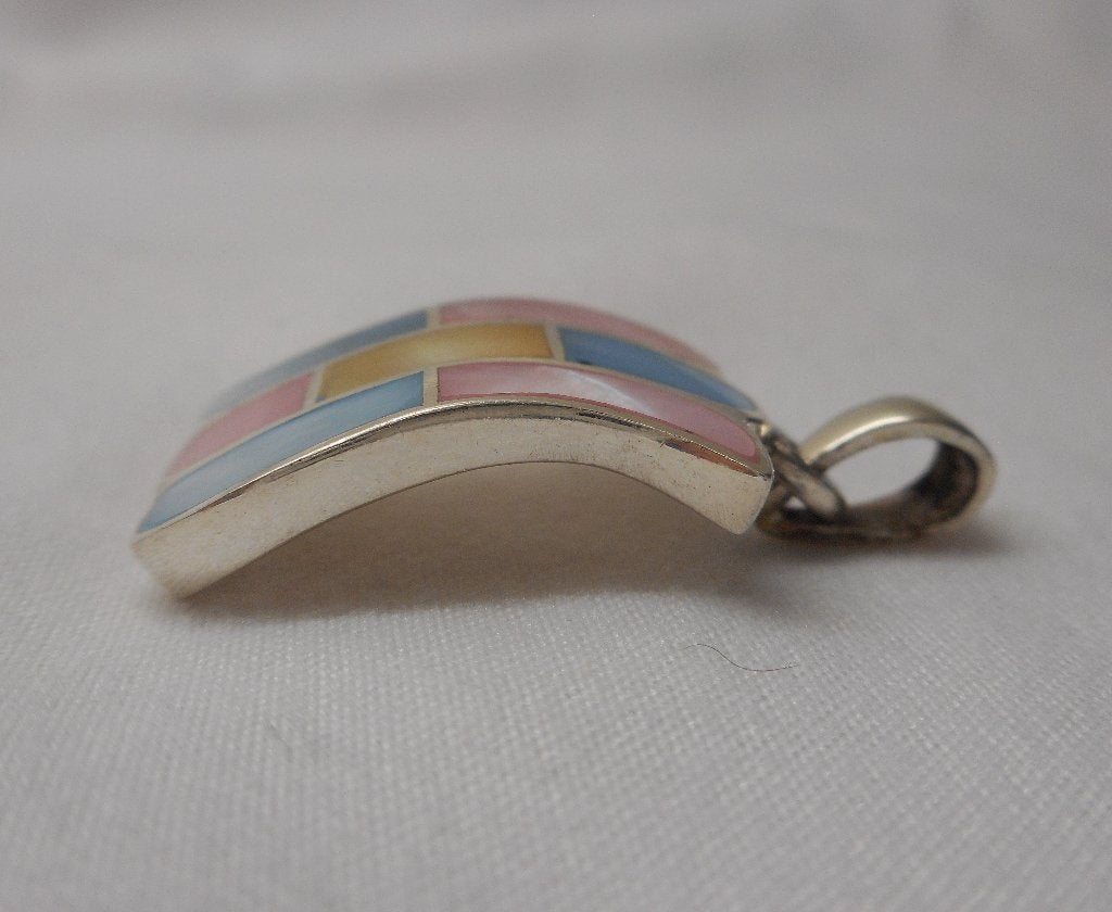 Zilveren massieve hanger met parelmoer nr.020, Verzenden, Zo goed als nieuw, Zilver, Zilver