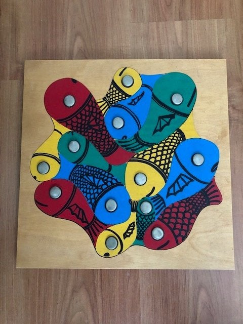 Houten Vissen Hengelspel/Puzzel voor Kinderen, Ophalen, Zo goed als nieuw, Puzzelen