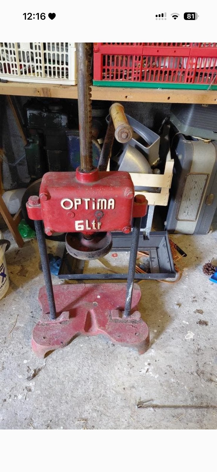 Optima pers 6 ltr, Ophalen, Gebruikt