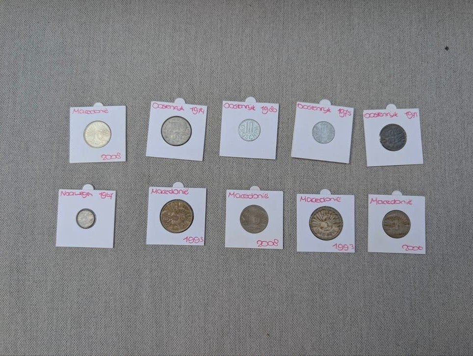 Diverse Munten Collectie: Oostenrijk, Macedonië, Noorwegen, Ophalen of Verzenden