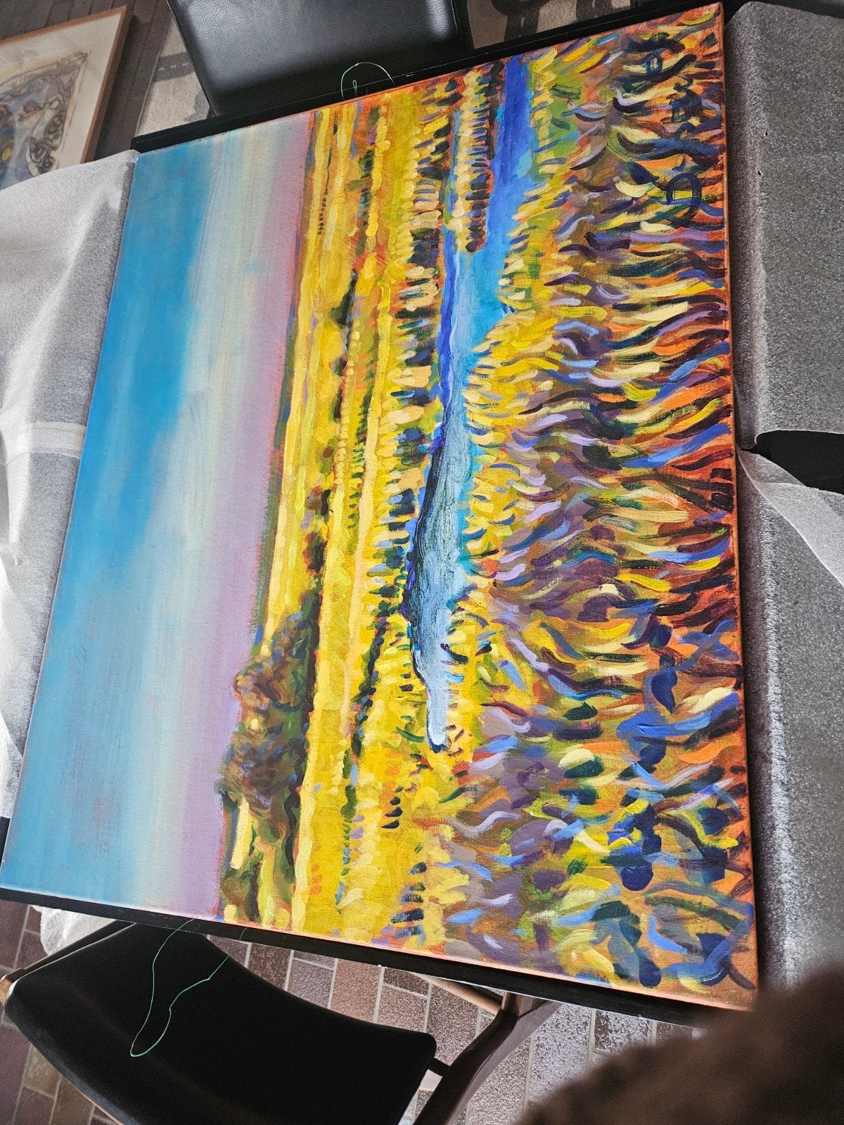 Justus Donker - Kleurrijk Landschap Schilderij, Ophalen of Verzenden