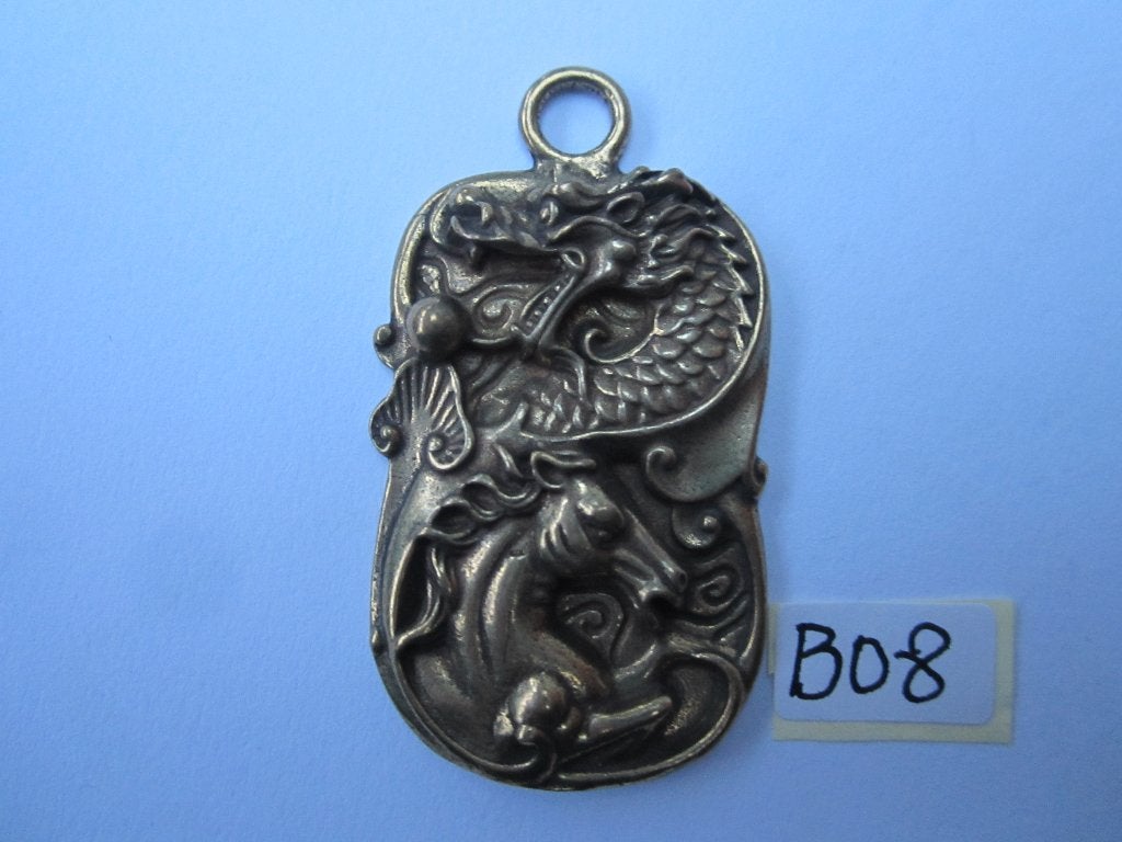 Oude chinees /chinese bronze hangers draak B08, Sieraden, Tassen en Uiterlijk, Kettinghangers, Ophalen of Verzenden, Gebruikt