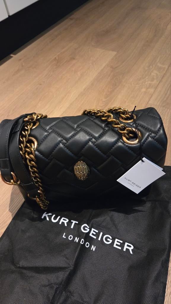 Kurt Geiger Kensington X Tas Zwart Leer, Ophalen of Verzenden, Zo goed als nieuw, Zwart, Schoudertasje