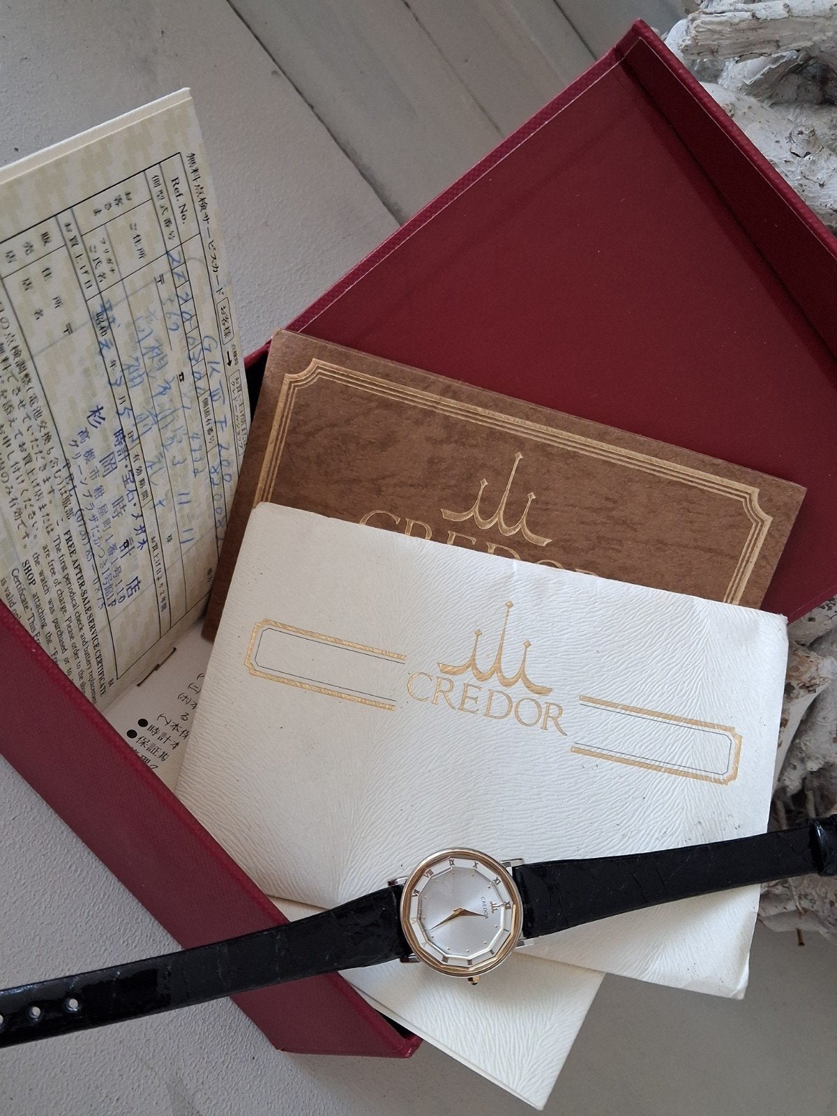 Seiko Credor horloge met 18 karaat bezel .alle papieren, Ophalen of Verzenden, Goud, Armband