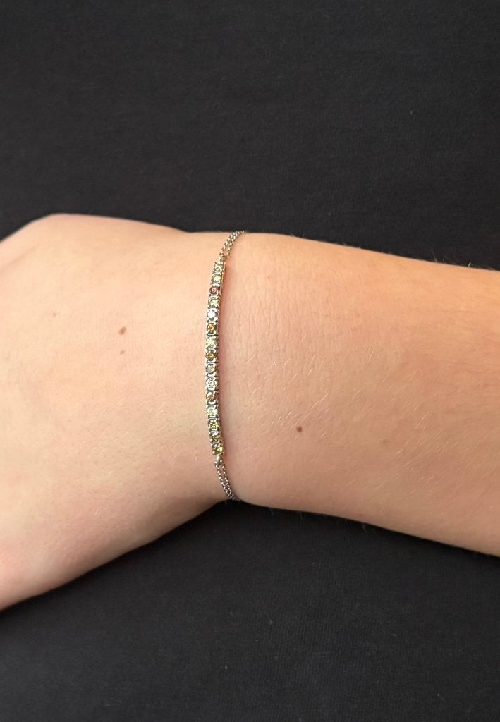 15 diamanten luxe armband 14k goud dames briljant fraai, Voordeelsieraden, Verzenden, Zo goed als nieuw, Met edelsteen